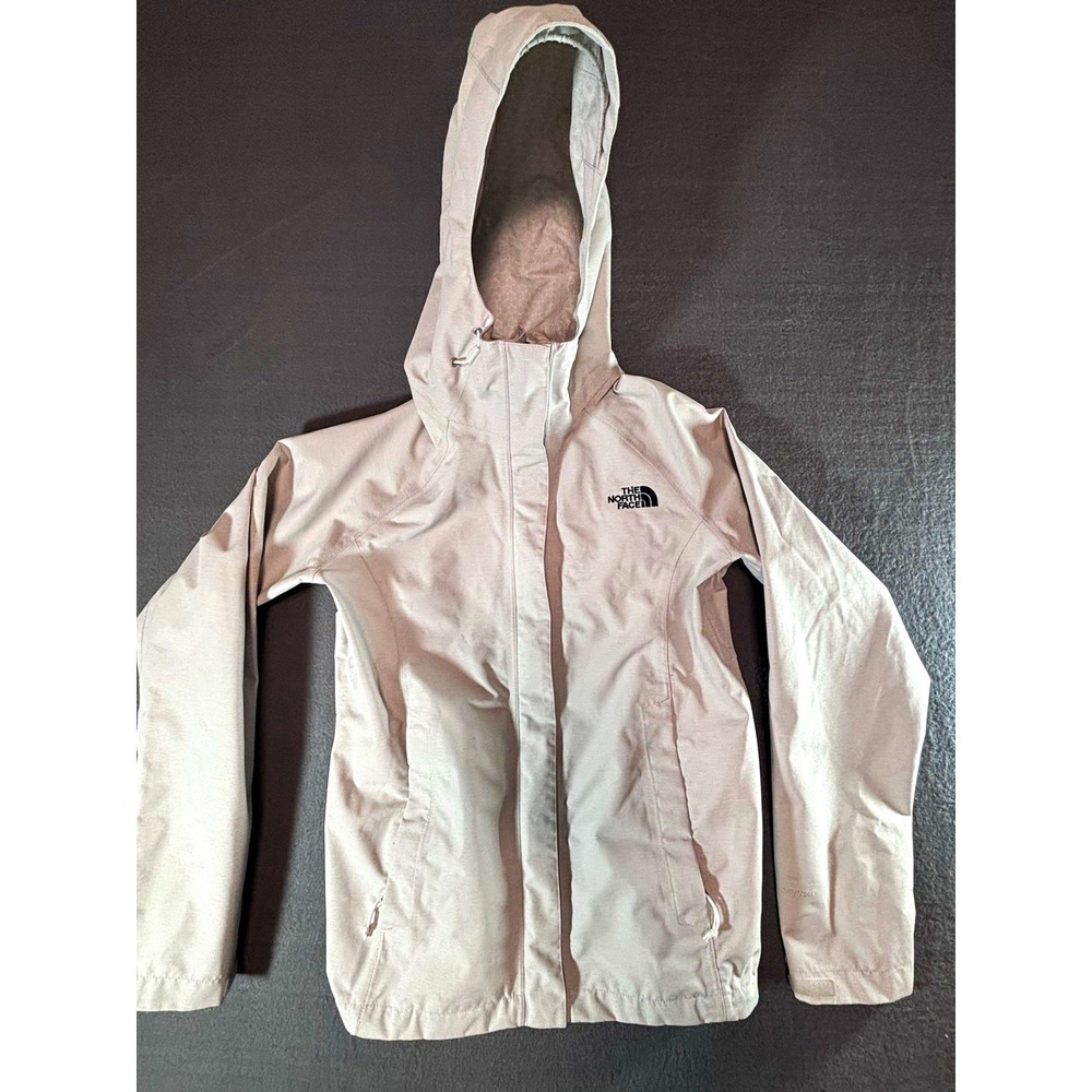 The North Face HyVent Womens Small Gray Rain Jacket Hooded Waterproof Hiking